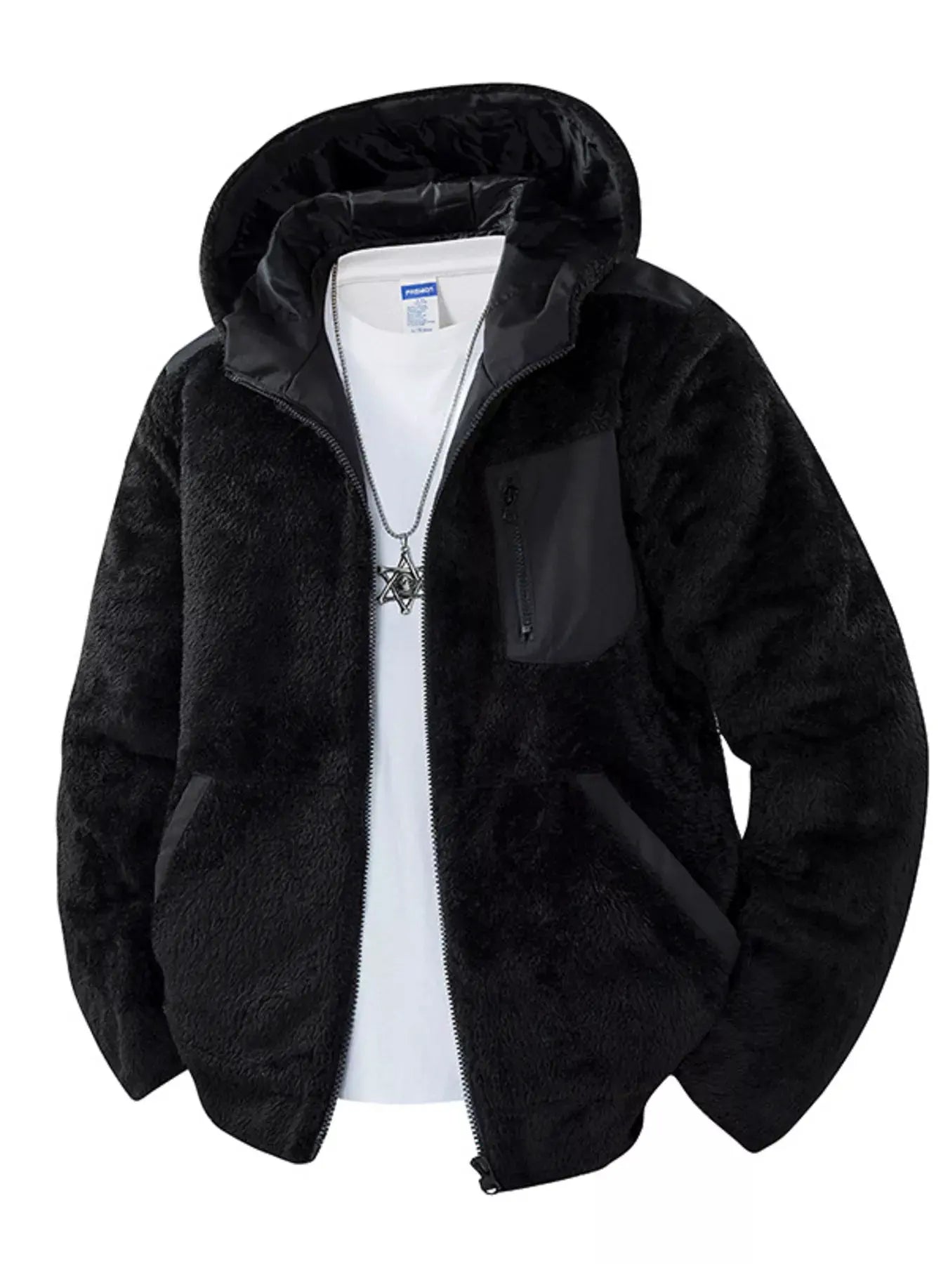 Men's Zip Up Fleece Hooded Jacket by Partner Label