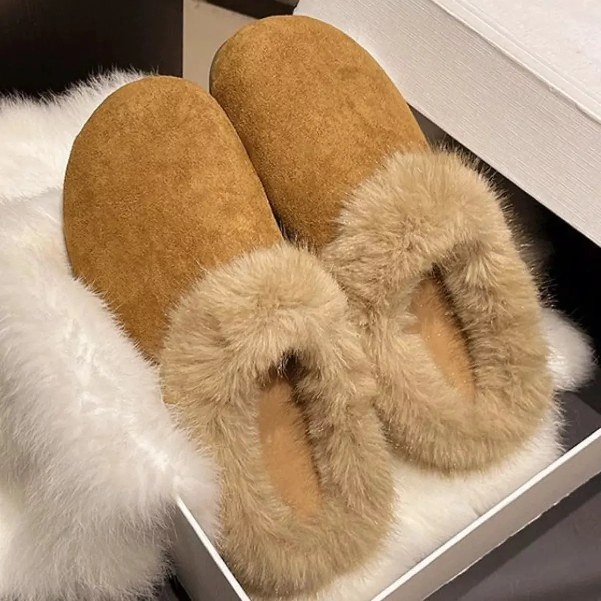 Fuzzy Plush Warm Indoor Slippers by Partnel Label