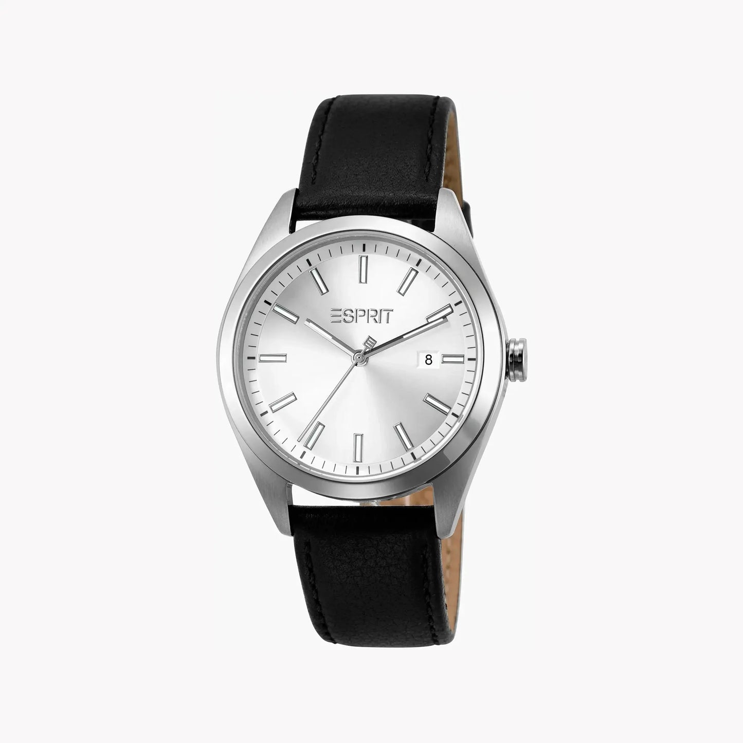 Esprit Men's Silver Dial Watch, Black Leather Band | ES1G304L0015 by ESPRIT