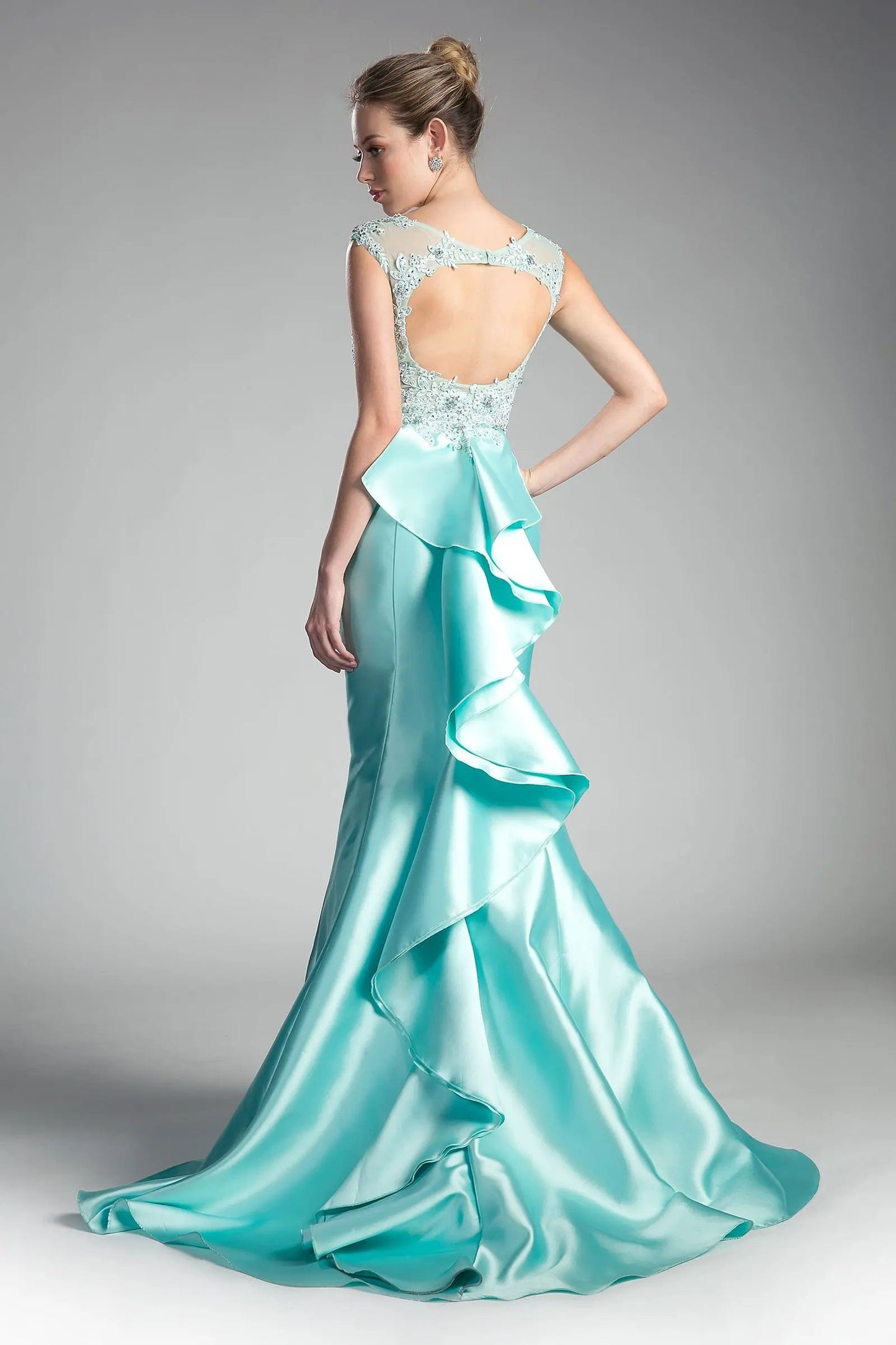 Fitted Mikado Mermaid Gown with Illusion Closed Back by Tux-USA