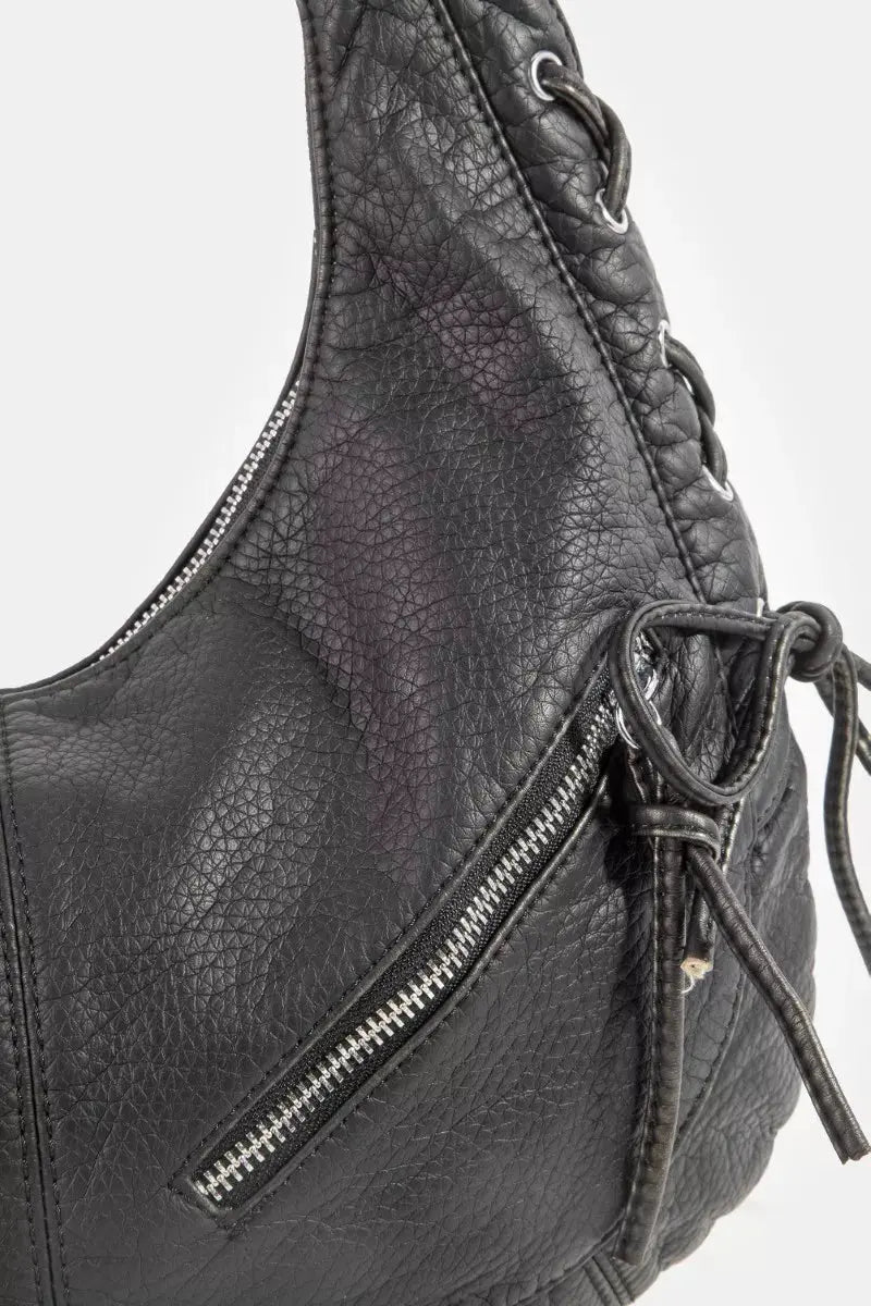 Fame Larger Leather Crescent Shoulder Bag by Partner Label