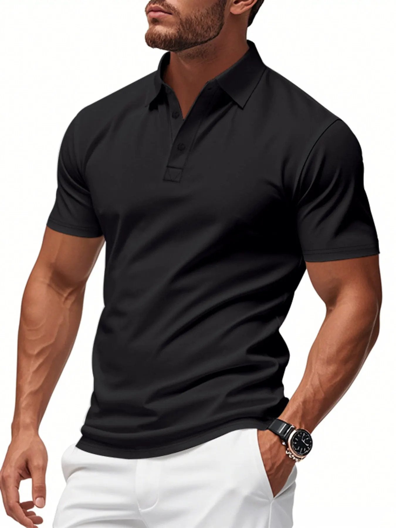 Men's Full Size Classic Fit Short Sleeve Polo Plus Size by Trendsi