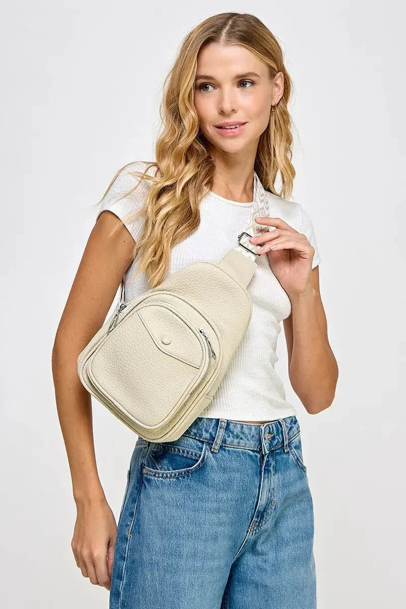 Fame Textured PU Leather Sling Bag by Fame