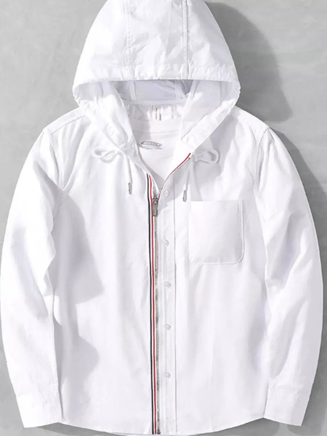 Men's Plus Size Striped Trim Hooded Casual Shacket by Partner Label