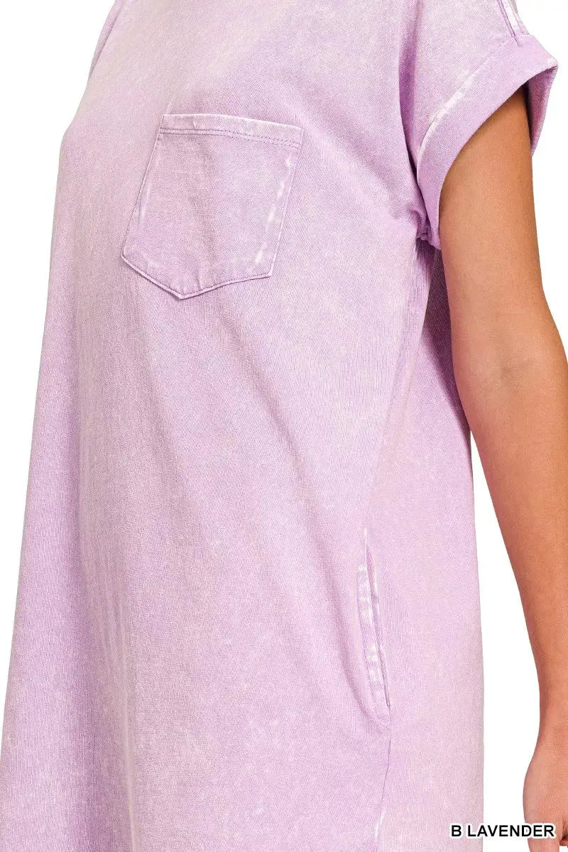 Zenana Premium Cotton Washed T-Shirt Dress by Zenana