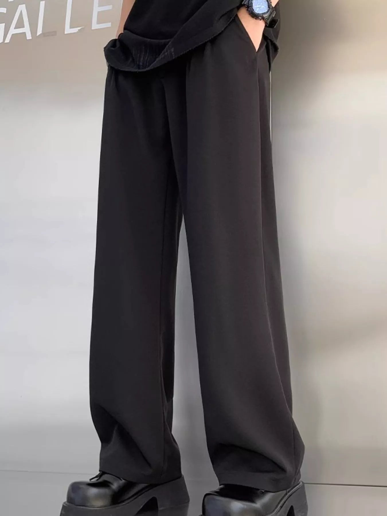 Men's Plus Size Pleated Wide Leg Casual Pants by Partner Label