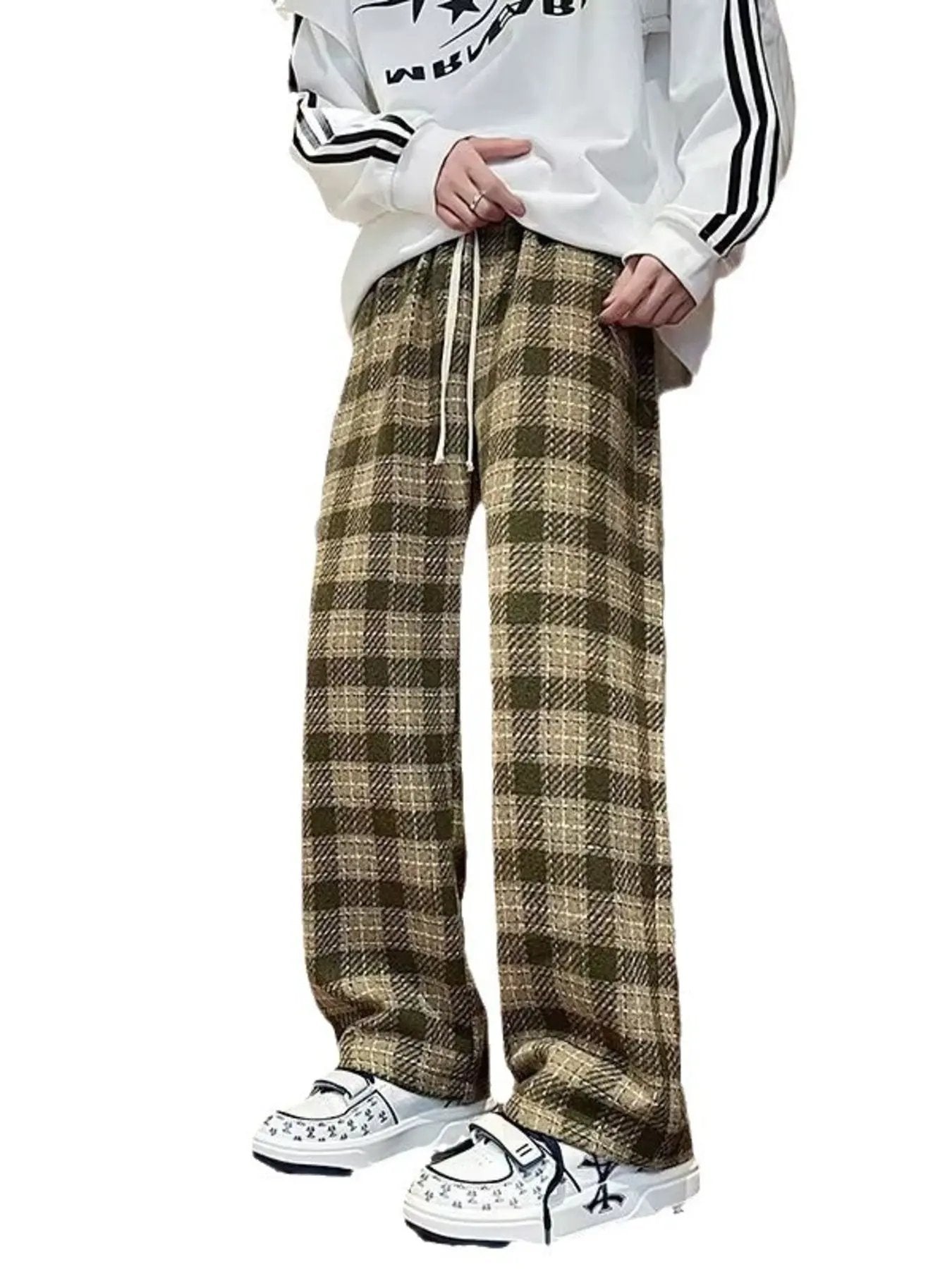 Men's Plus Size Vintage Plaid Wide Leg Pants by Partner Label