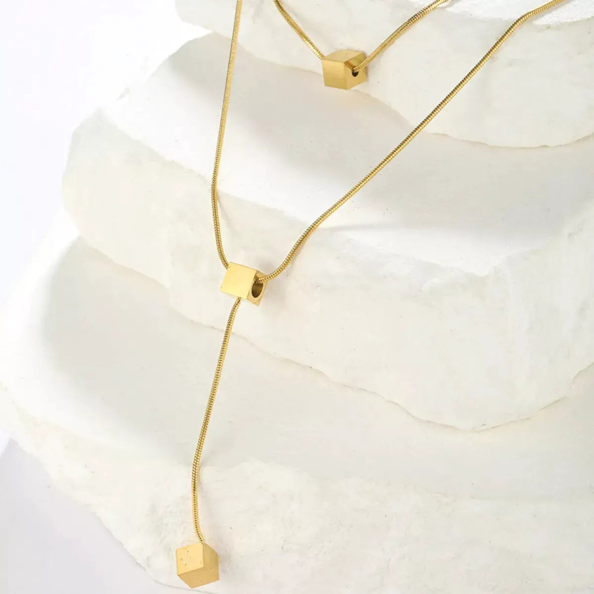 18K Gold-Plated Double Layered Geometric Necklace by Partner Labels