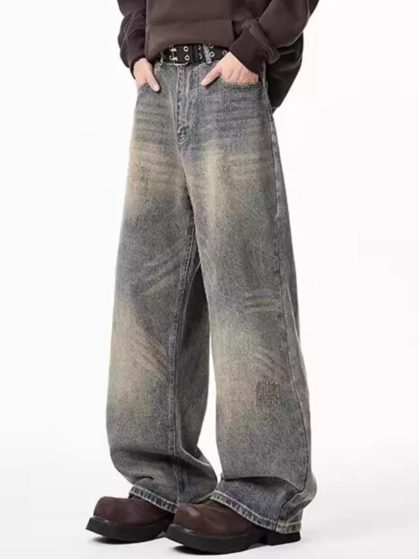 Men's Full Size Wash Wide Leg Jeans Plus Size by Partner Label