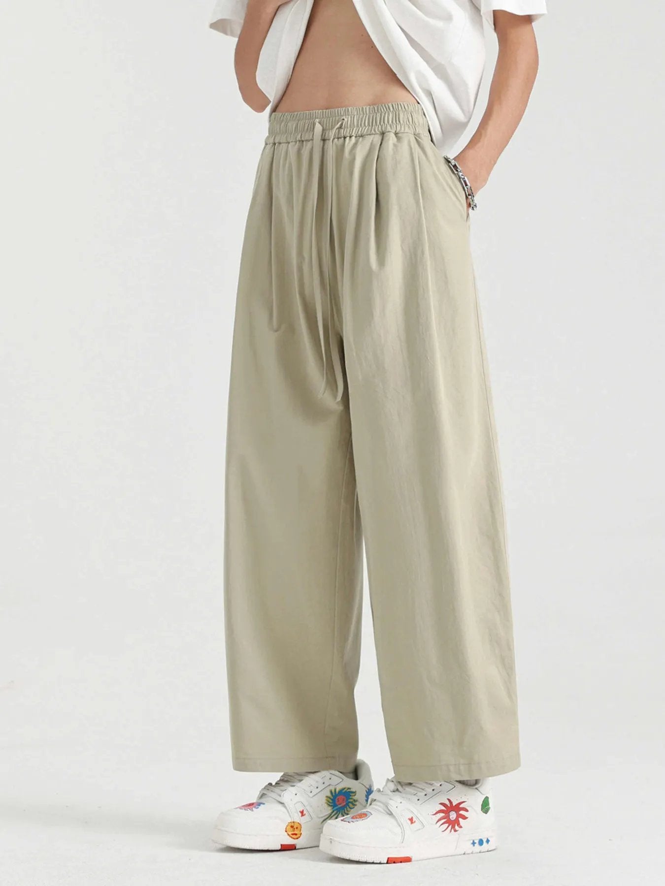 Men's Plus Size Drawstring Wide Leg Pants by Partner Label