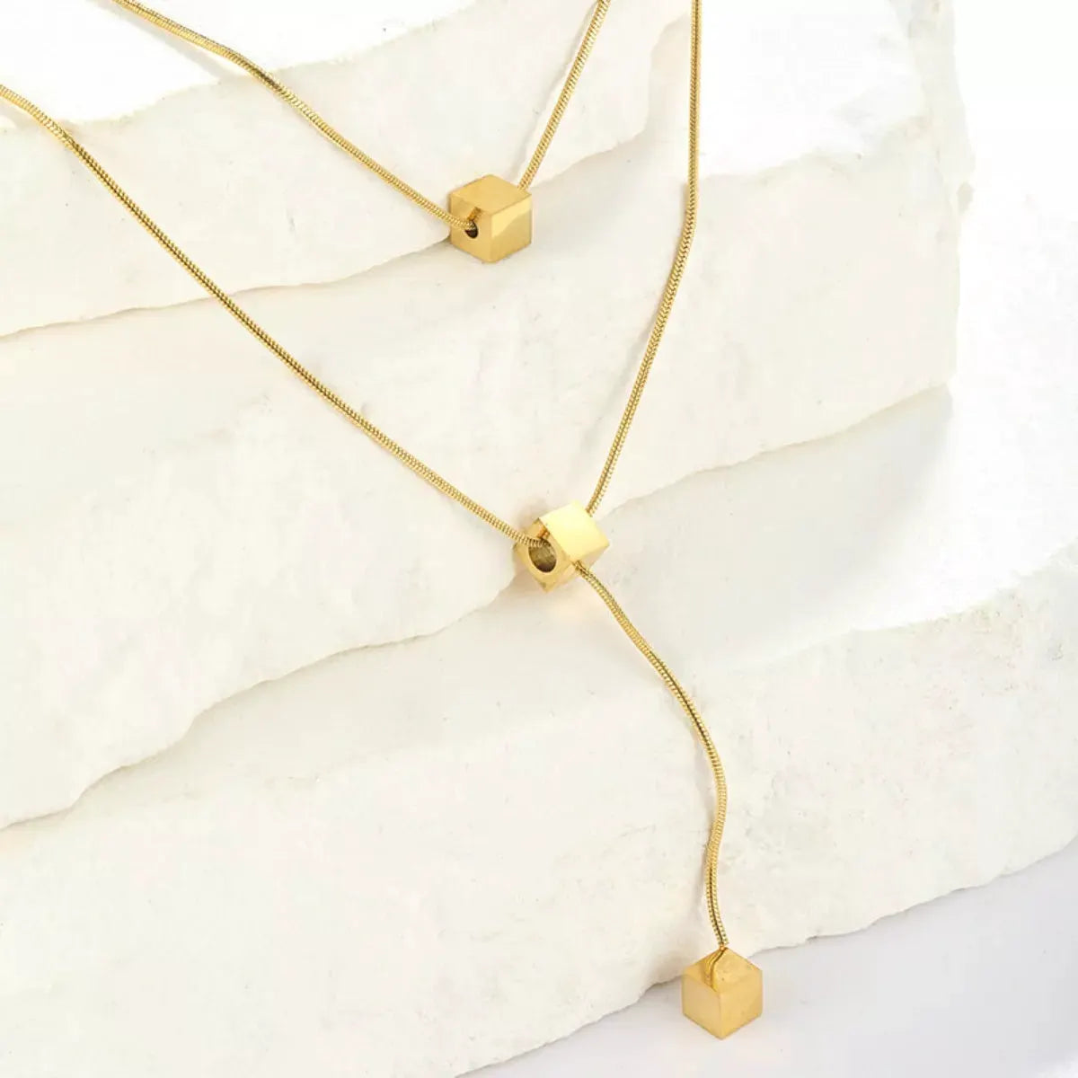 18K Gold-Plated Double Layered Geometric Necklace by Partner Labels