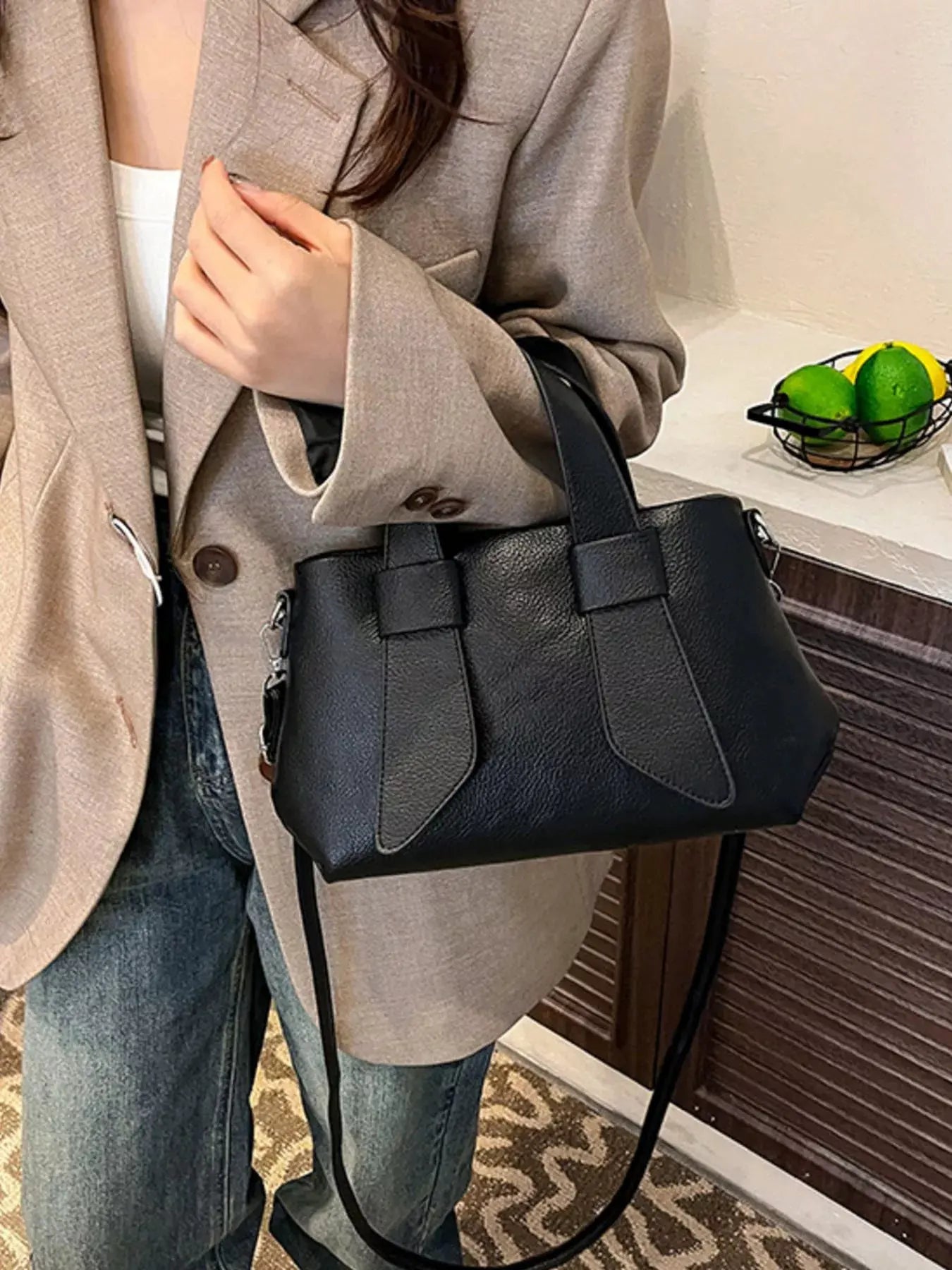 Textured Faux Leather Crossbody Bag by Partner Label