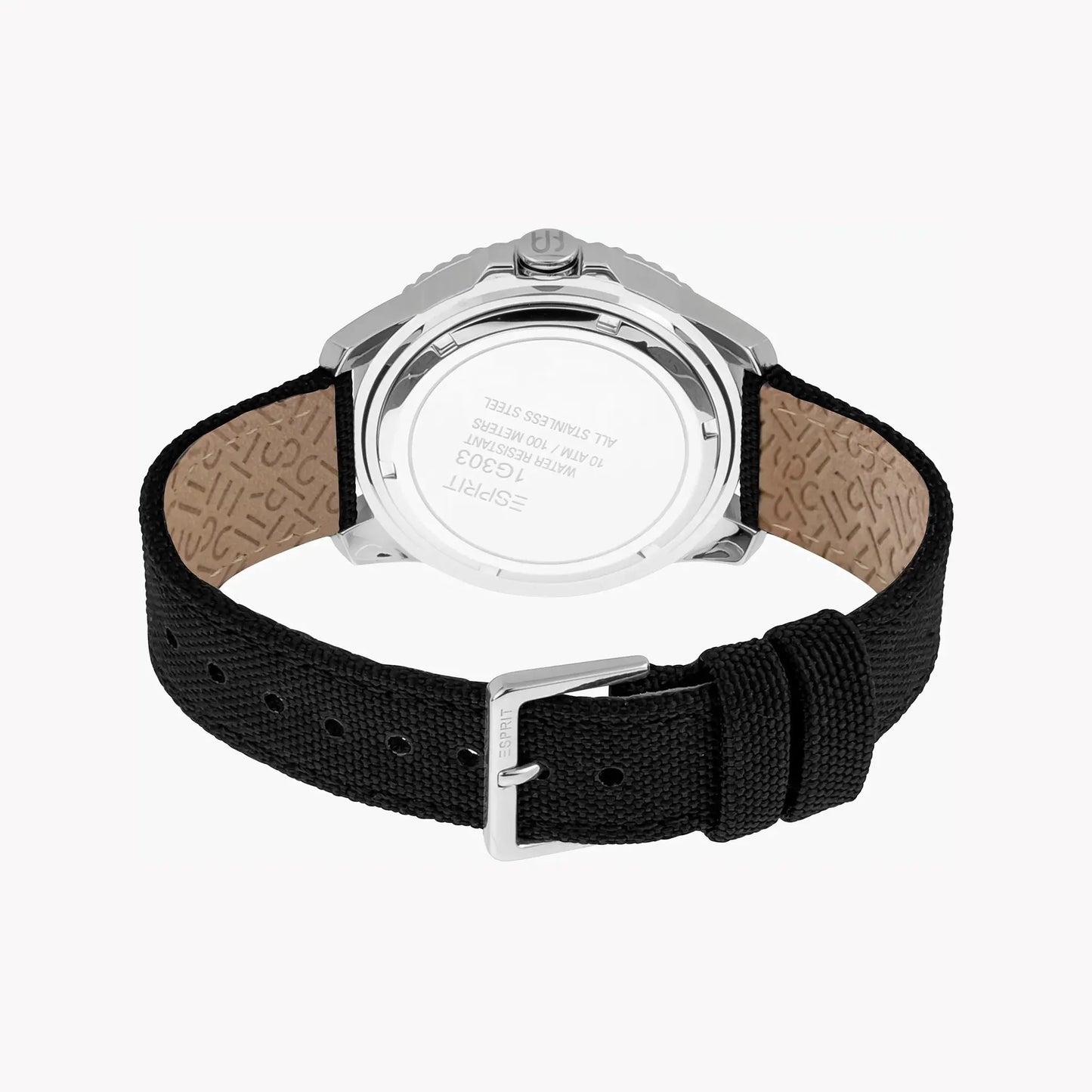 Esprit Men's Black Nylon Watch, Silver Dial | Es1g117m0065 by ESPRIT