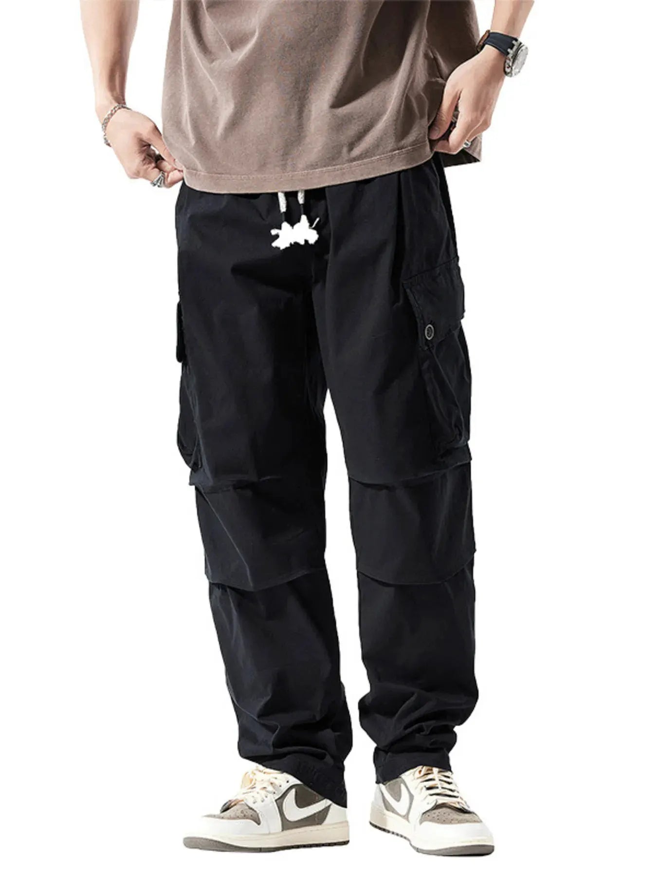 Men's Full Size Loose Fit Multi-Pocket Cargo Pants Plus Size by Partner Label
