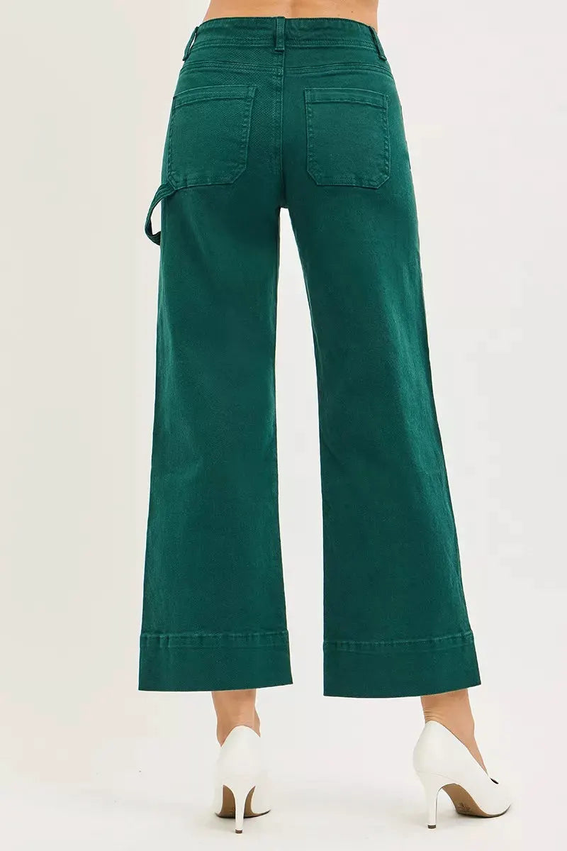 RISEN Tummy Control High Rise Crop Wide No Waist Band Pants by RISEN