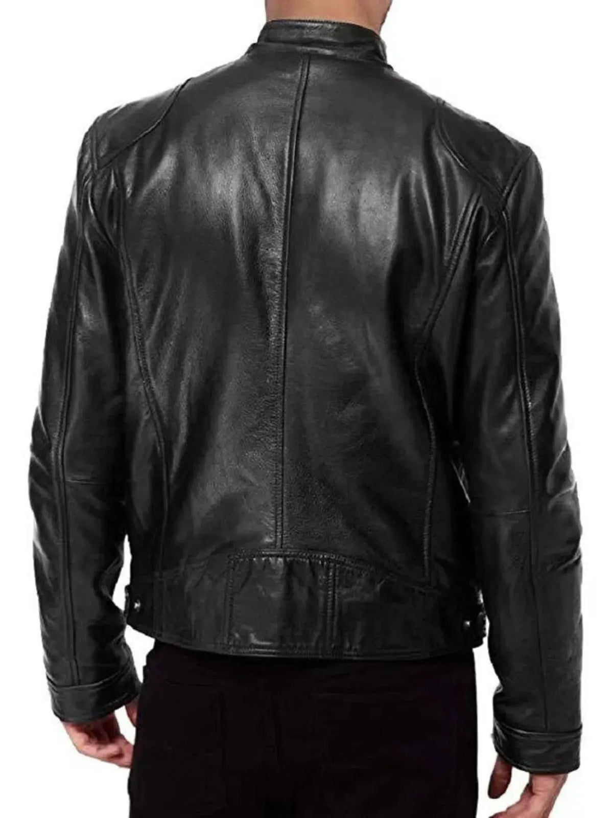 Men's Full Size Leather Biker Jacket with Zipper Pockets Plus Size by Trendsi