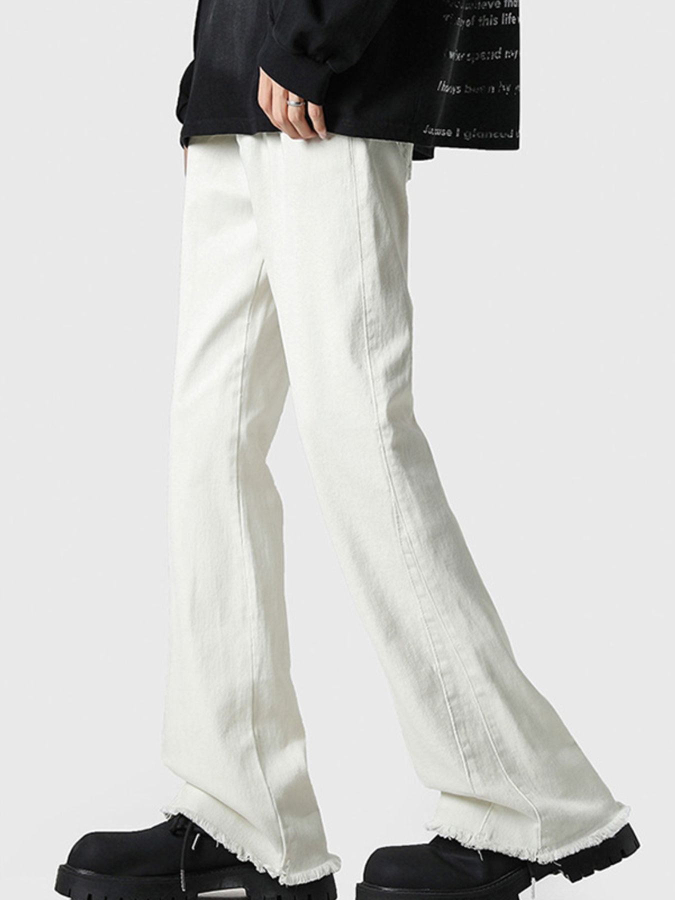 Men's Full Size Raw Hem Flare Jeans Plus Size by Partner Label