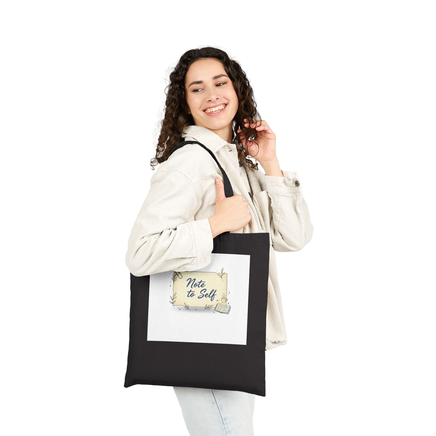 Note to Self canvas tote | handwritten reminder, post‑it note aesthetic