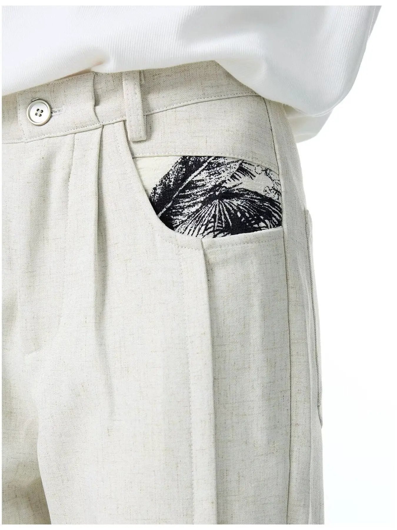 Men's Plus Size Wide Leg Pants with Patterned Pockets by Partner Label