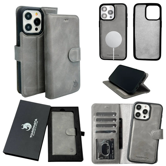 Vegas Premium Leather iPhone 15 Pro Wallet Case with MagSafe | Detachable RFID Blocking Luxury Wallet by TORONATA