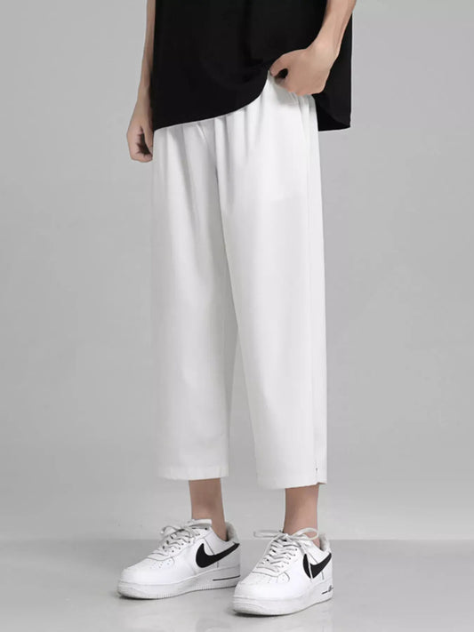 Men's Full Size Loose Fit Cropped Pants Plus Size by Trendsi
