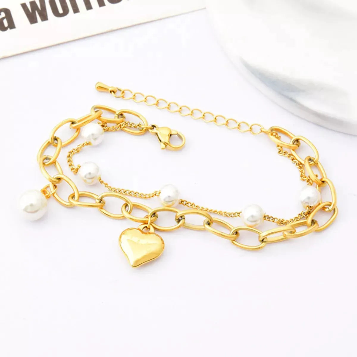 18K Gold-Plated Heart Charm Bracelet by Partner Label