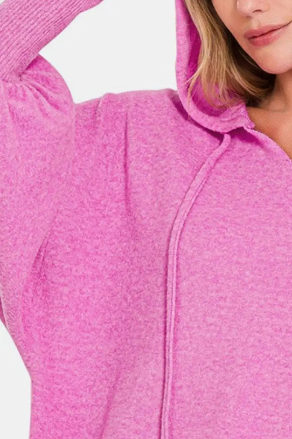 Zenana Brushed Hacci Drop Shoulder Cropped Hoodie by Zenana