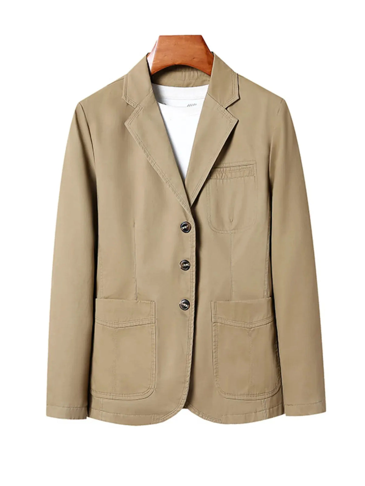 Men's Plus Size Lapel Collar Long Sleeve Blazer by Trendsi