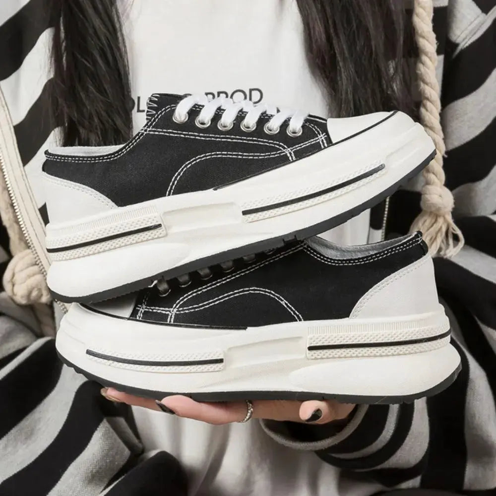 Tied Round Toe Platform Sneakers by Partner Label