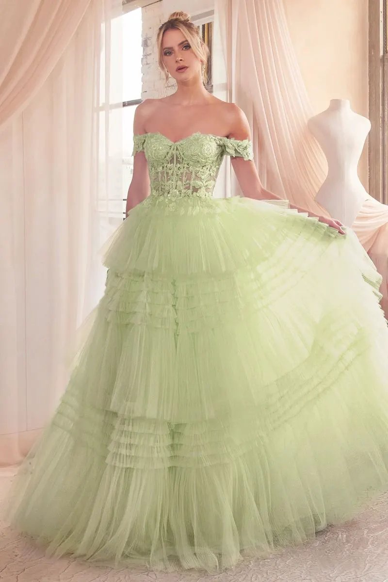 Pleated Tulle Ball Gown by Tux-USA