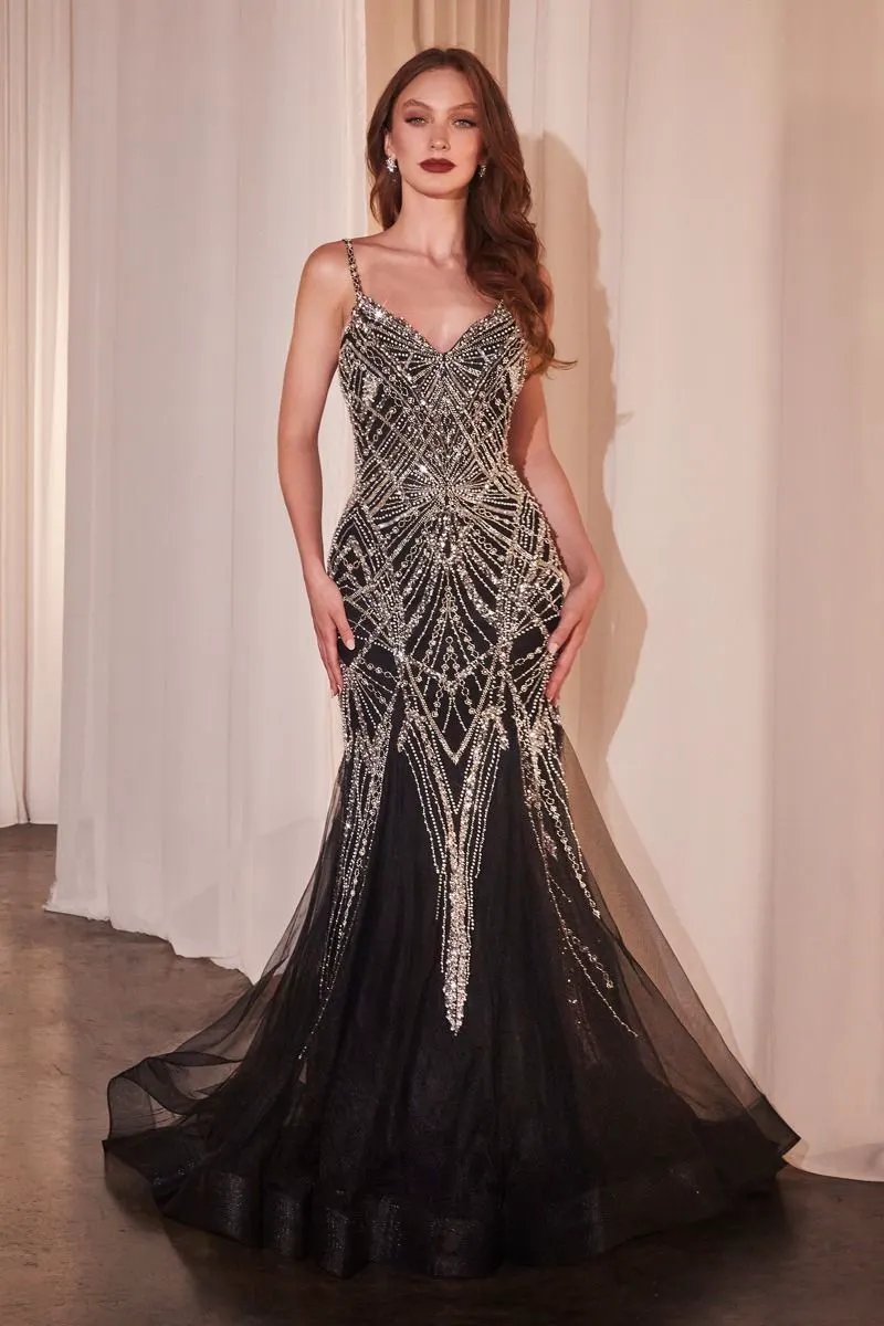 Embellished Black Mermaid Dress by Tux-USA