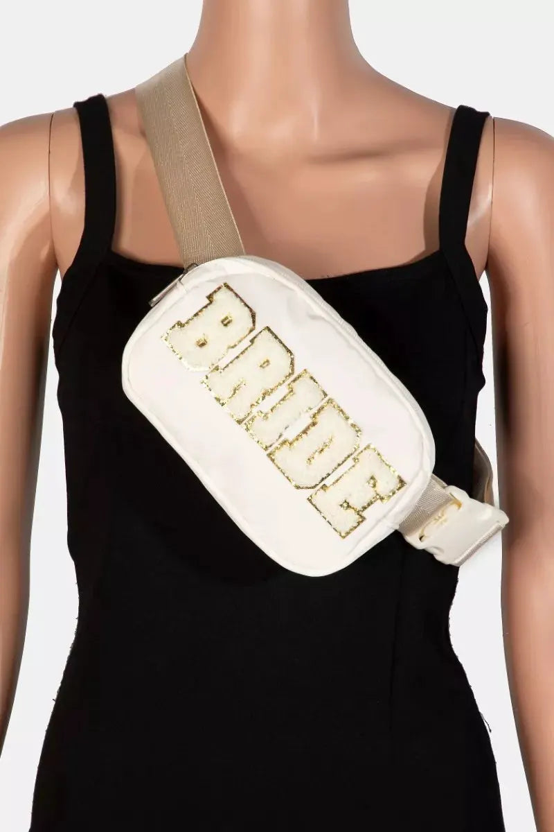 Fame Fuzzy Glitter Bride Crossbody Bag by Fame