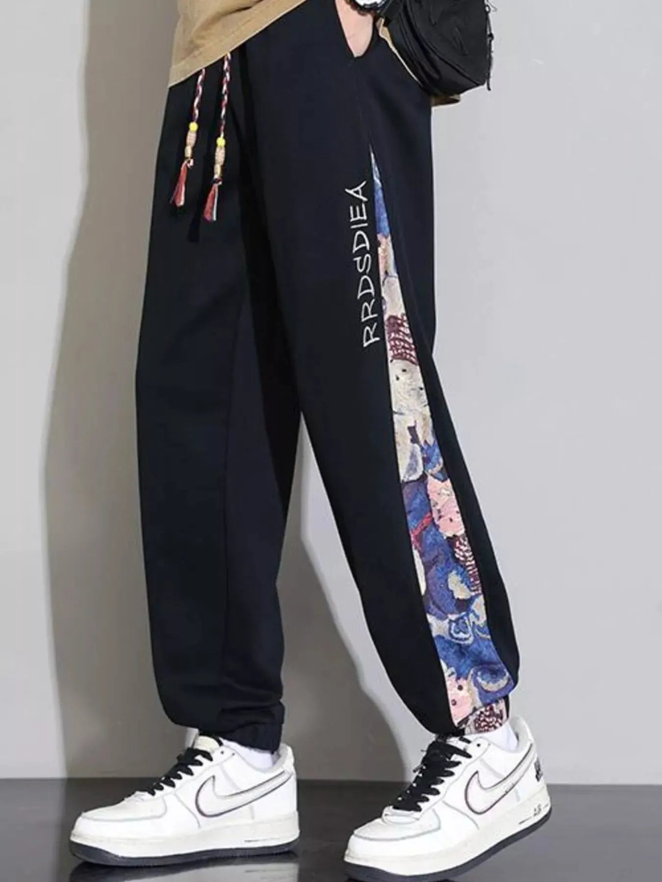 Men's Plus Size Casual Bear Print Side Panel Sweatpants by Partner Label