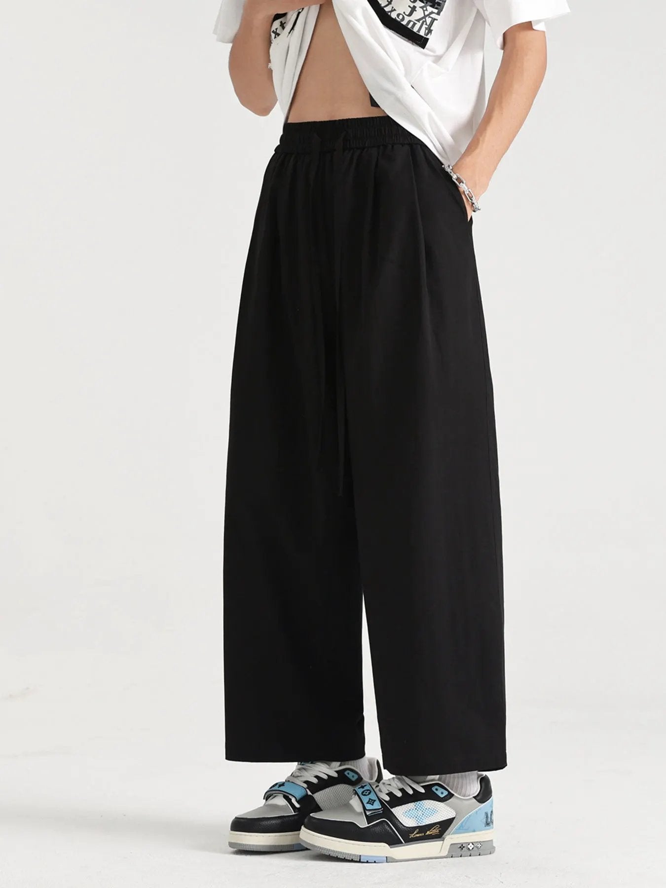 Men's Plus Size Drawstring Wide Leg Pants by Partner Label