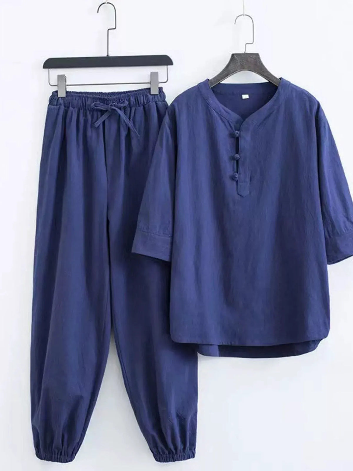Men's Plus Size Chinese Style Top and Pants Set by Partner Label