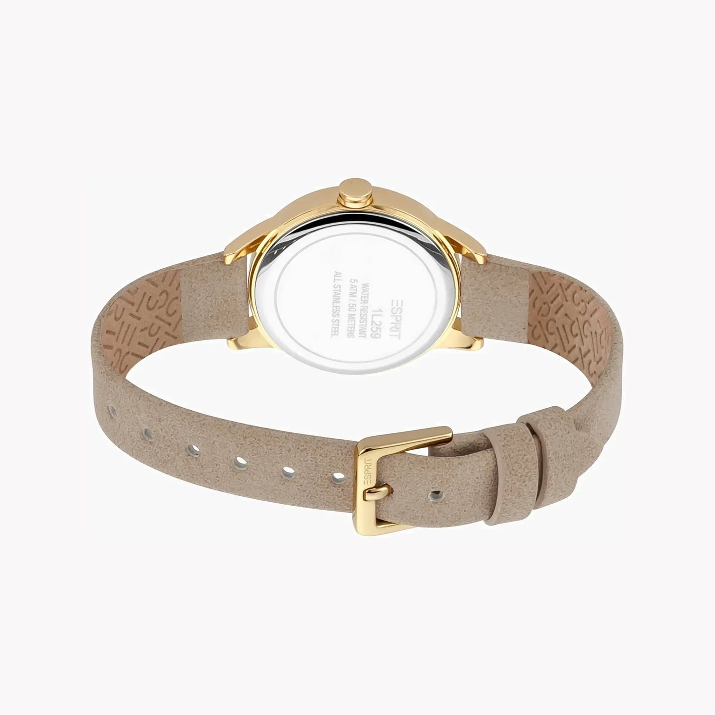 Esprit Women's Beige Faux Leather Watch, Silver Dial | Es1l207m0045 by ESPRIT