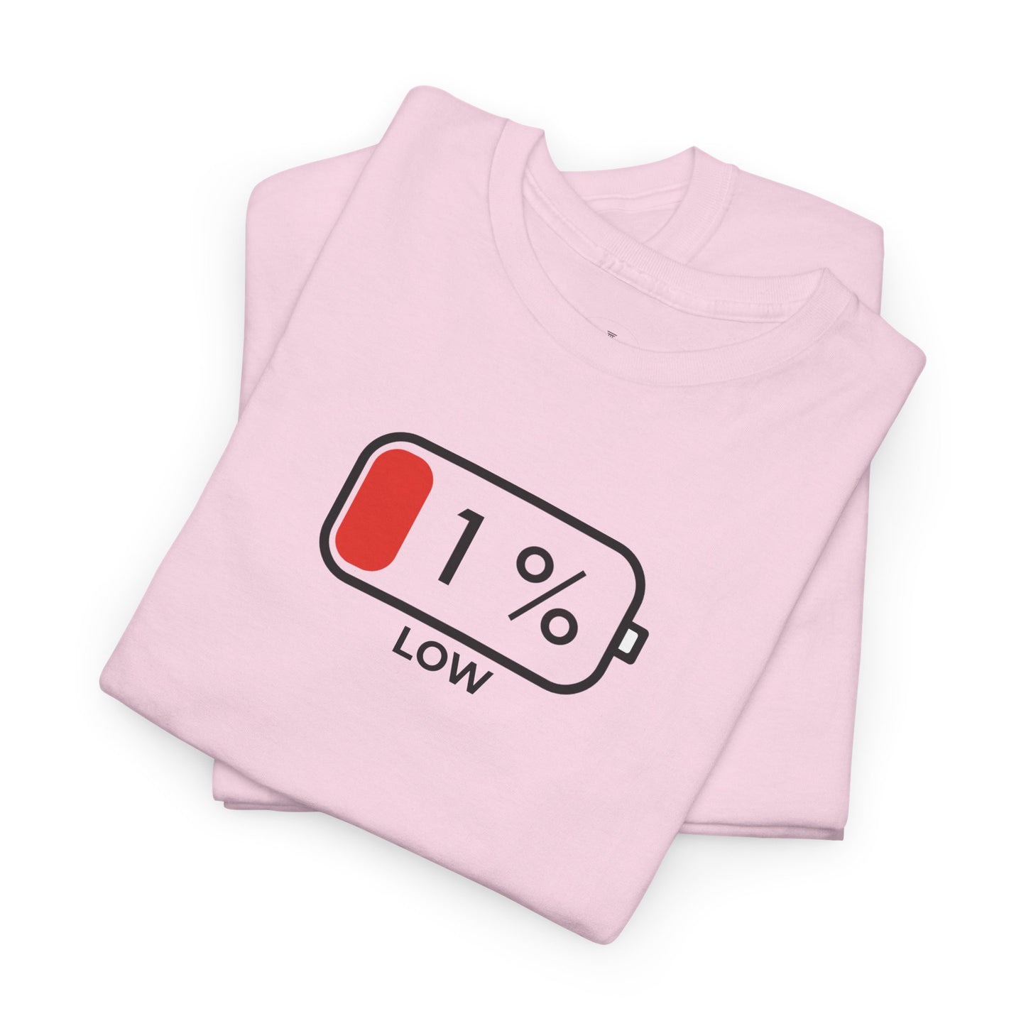 Low Battery Graphic T Shirt | Minimalist Battery Icon Unisex Casual Tee