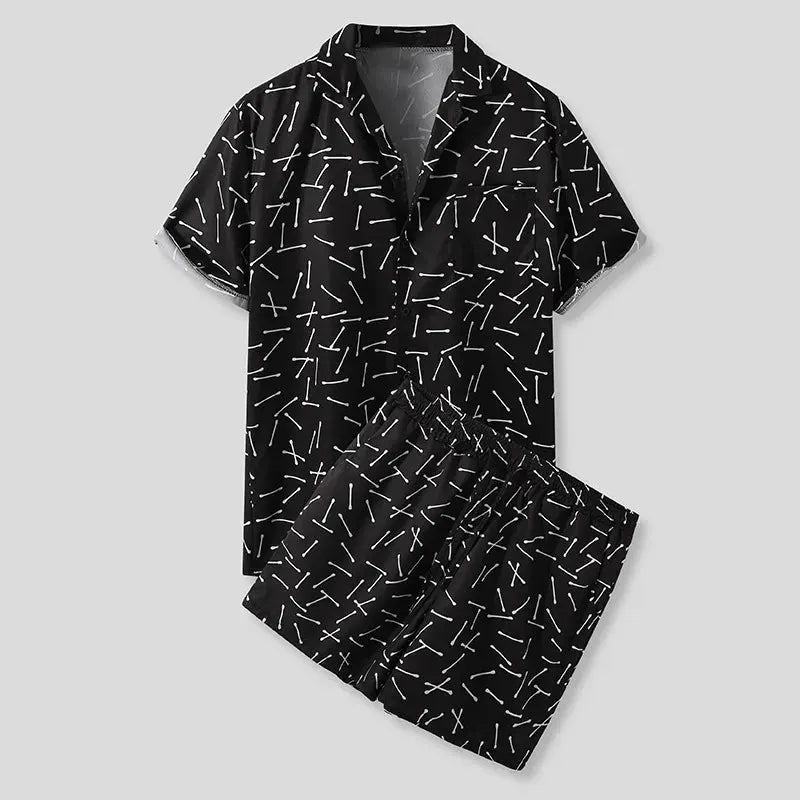 Men's Full Size Button Up Shirt and Shorts Set Plus Size by Trendsi