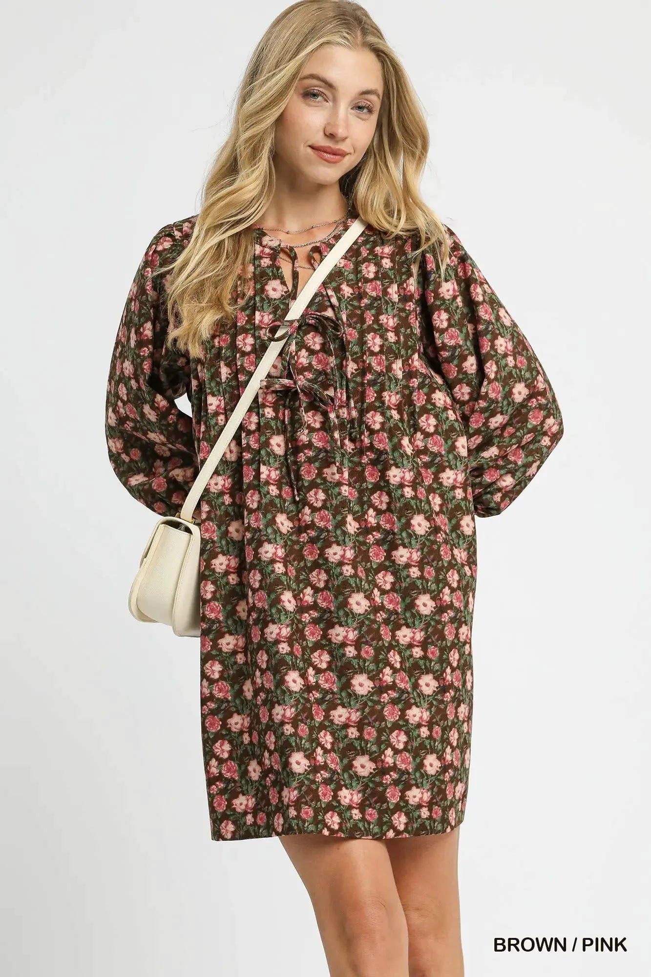 Umgee Floral Tie-Neck Babydoll Dress by Umgee