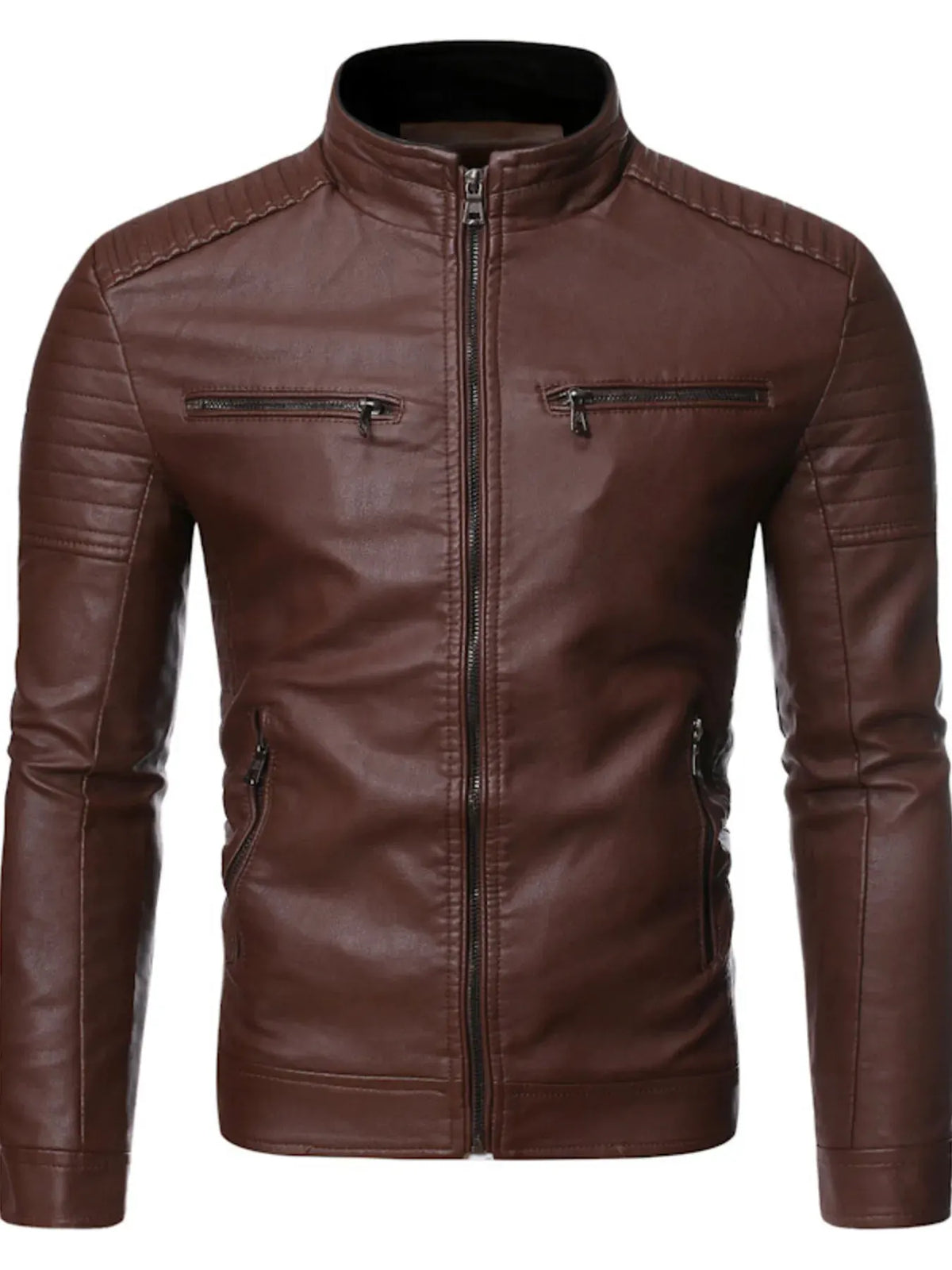 Men's Plus Size Zip Up Motorcycle Jacket by Partner Label