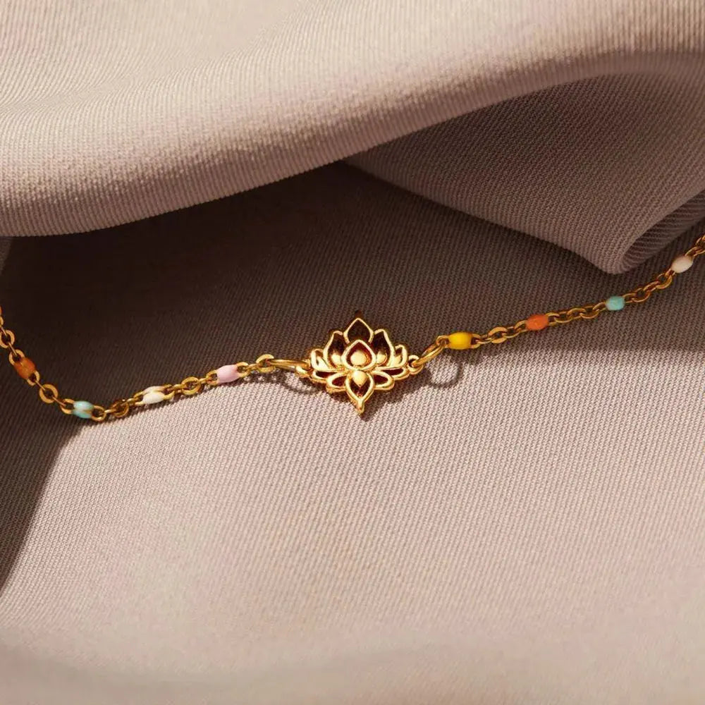 Lotus Shape 18K Gold-Plated Bead Bracelet by Partner Label