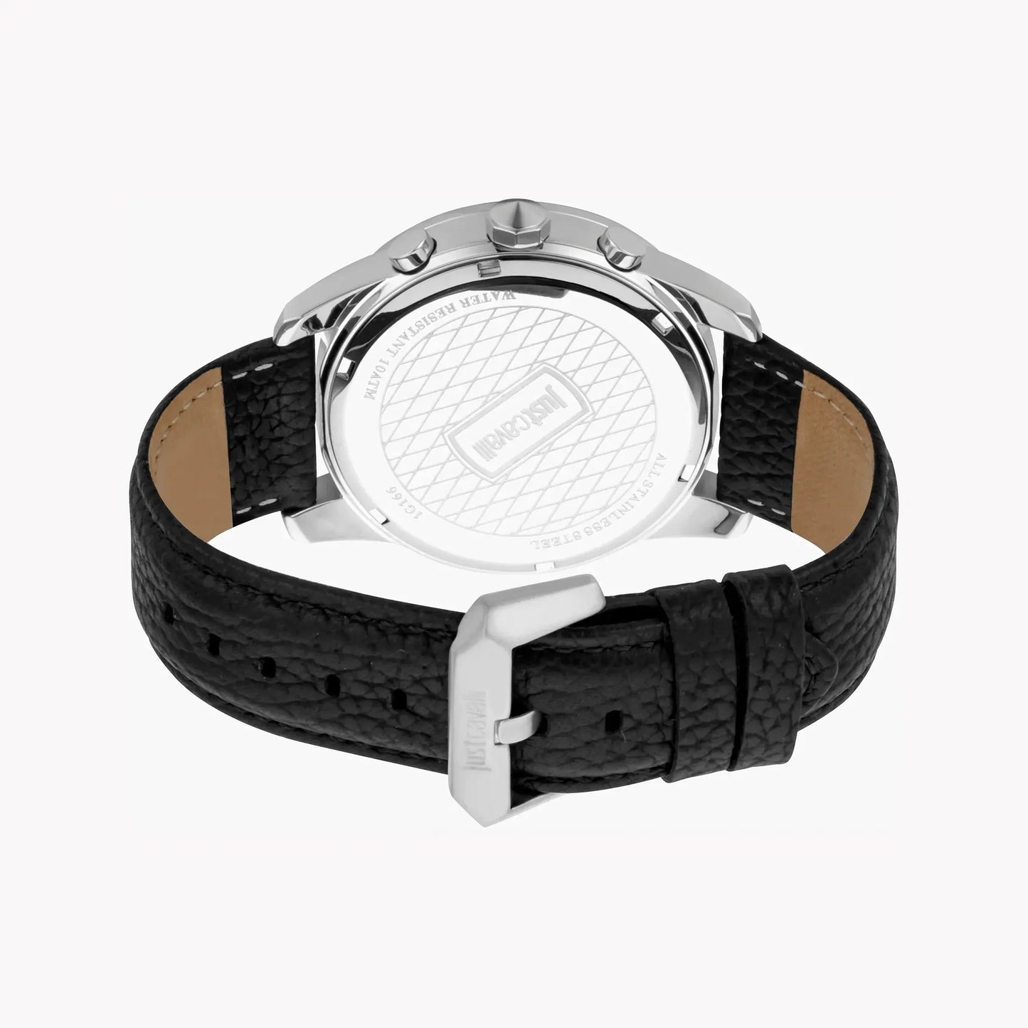 Just Cavalli Men's Black Leather Watch, Silver Dial | Jc1g166l0015 by JUST CAVALLI