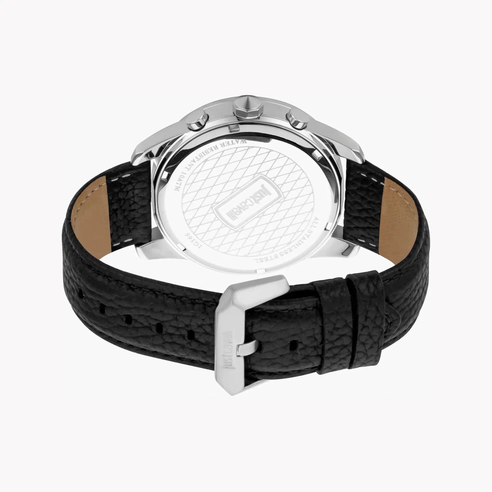 Just Cavalli Men's Black Leather Watch, Silver Dial | Jc1g166l0015 by JUST CAVALLI