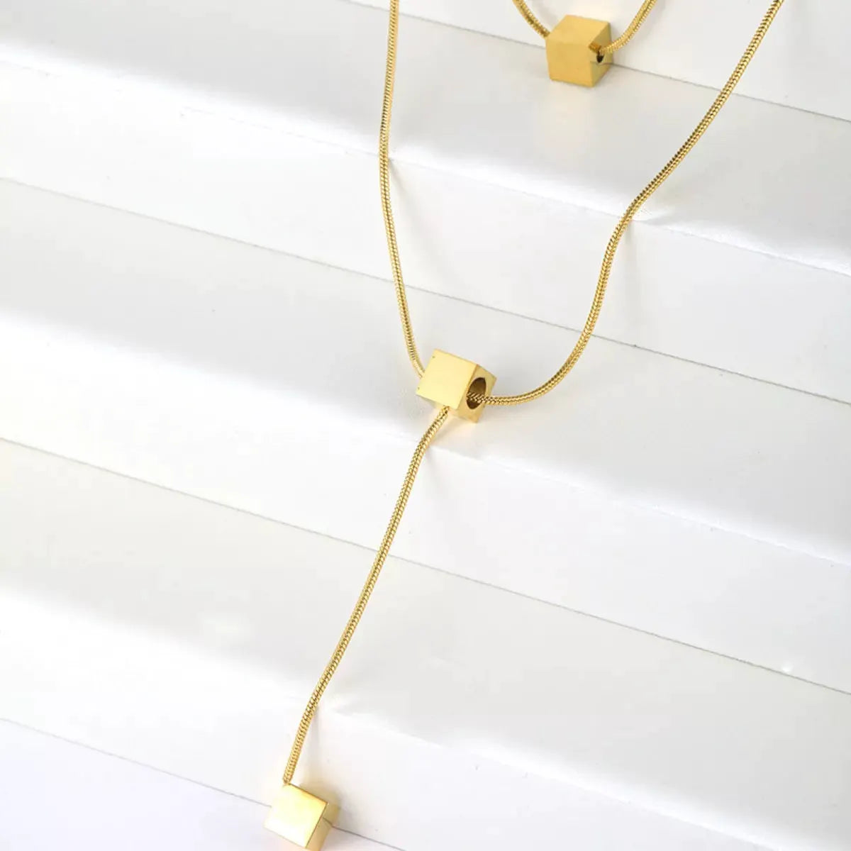 18K Gold-Plated Double Layered Geometric Necklace by Partner Labels