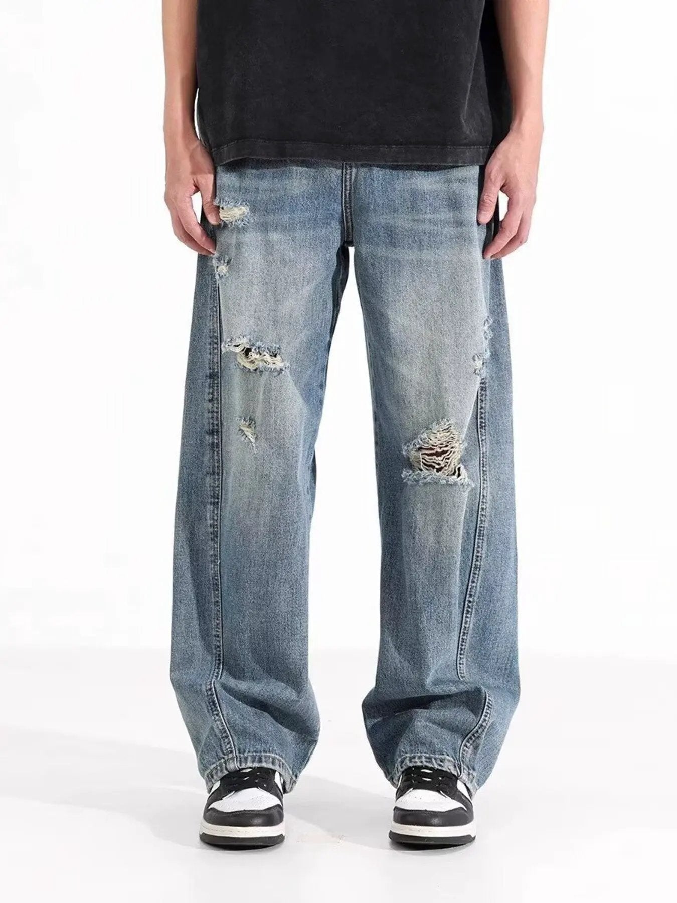 Men's Full Size Distressed Wide Leg Jeans Plus Size by Partner Label