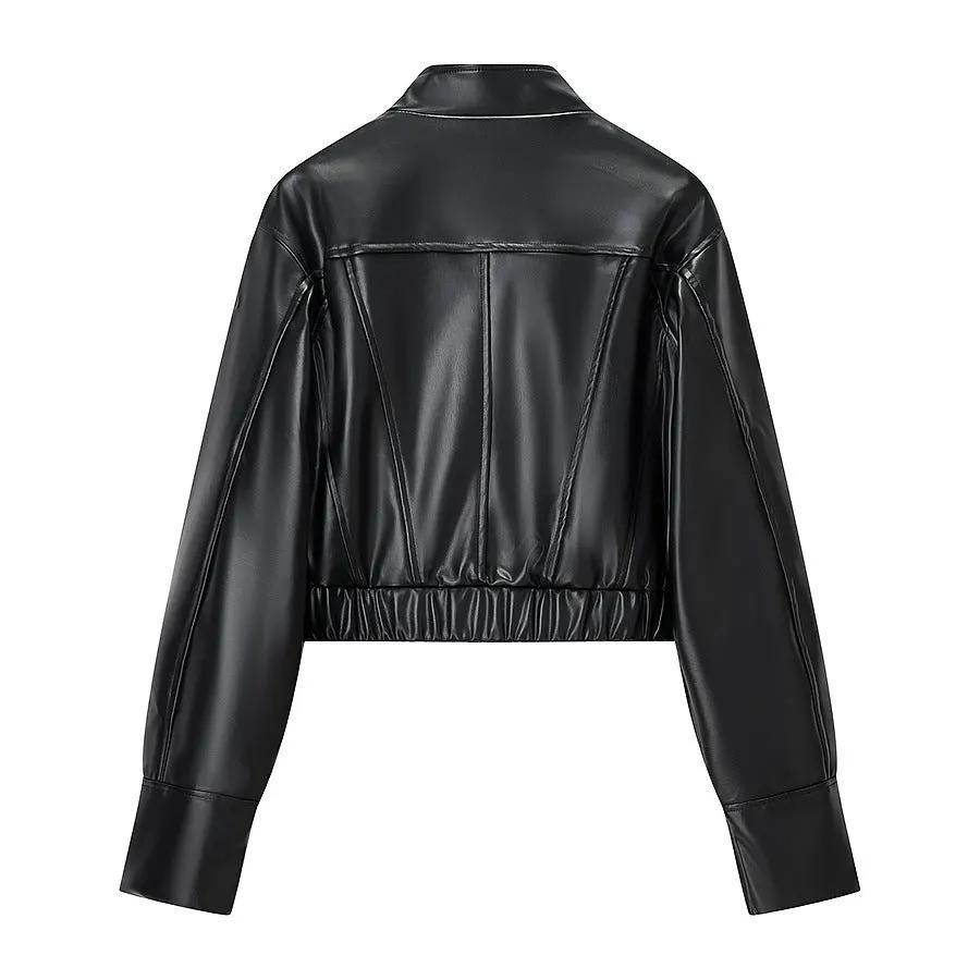 Women's Faux Leather Cropped Jacket BYMANYC ® New York CONTEMPORARY VIBRANT MODERN FASHION - New Collection by BYMANYC ® New York