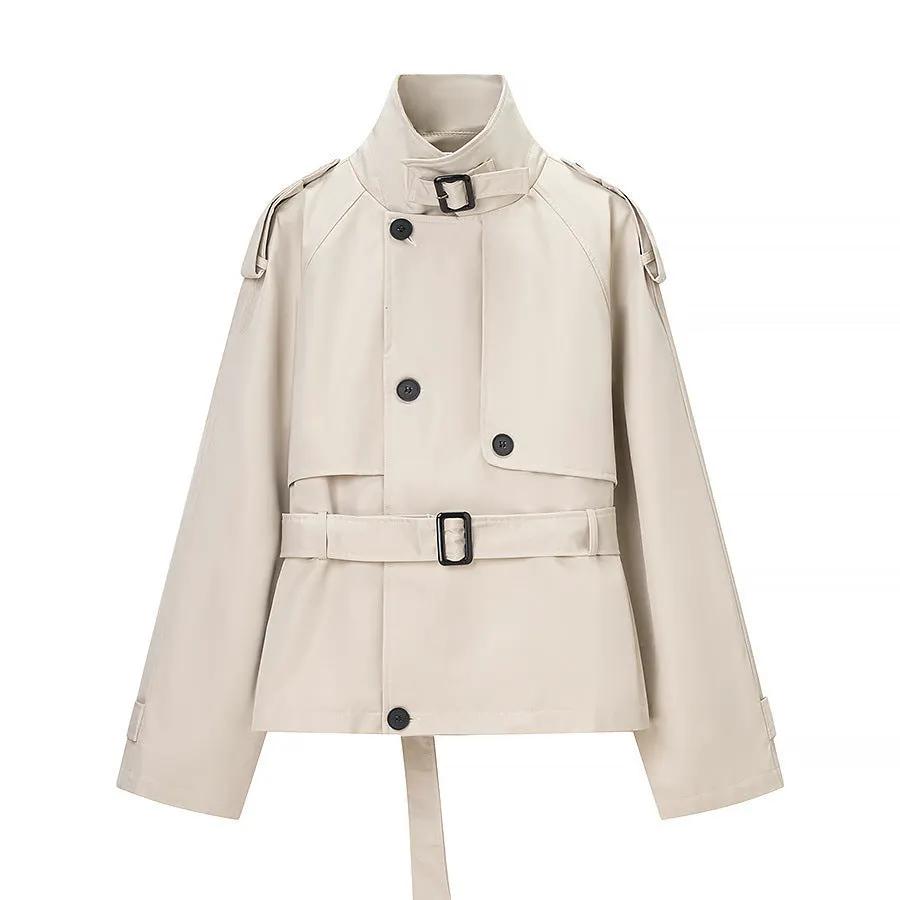 Women's Jacket Beige Short Trench BYMANYC ® New York SOHO BUCKLED COLLAR BELTED TRENCH - New Collection by BYMANYC ® New York