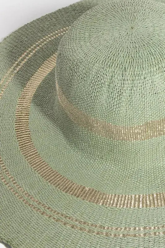 Fame Metallic Accent Trim Floppy Sun Hat by Fame