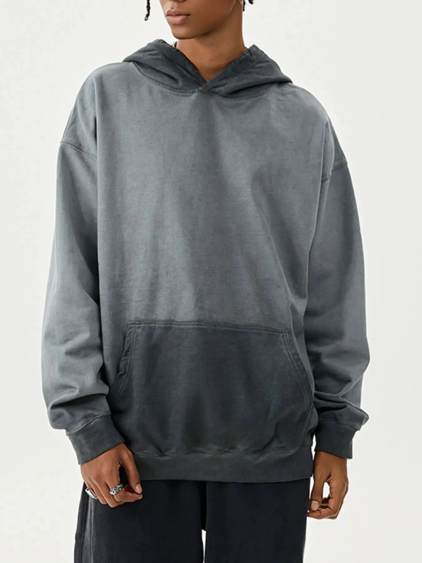 Men's Drop Shoulder Long Sleeve Hoodie by Trendsi