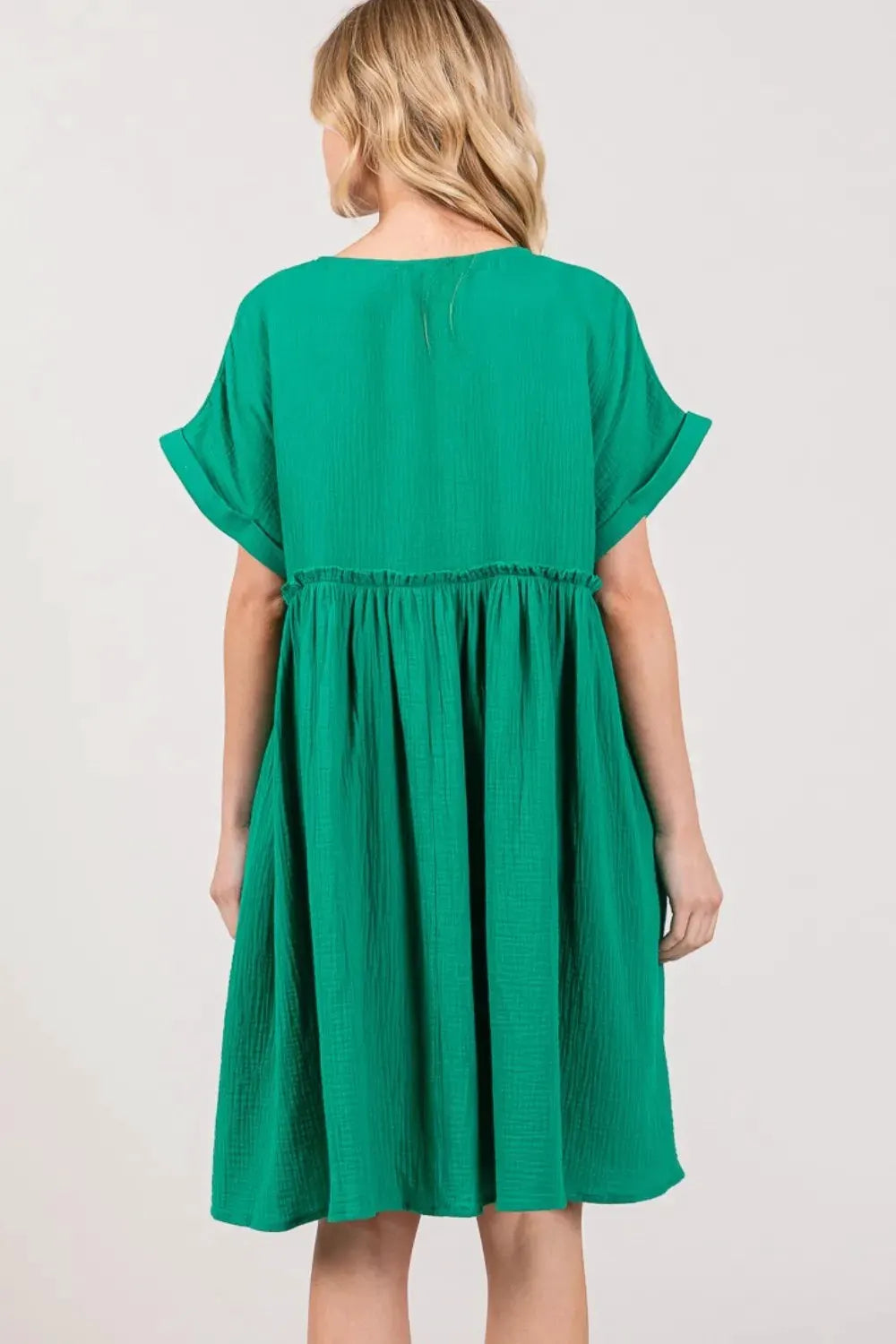 SAGE + FIG Full Size Button Up Short Sleeve Dress by Partner Label